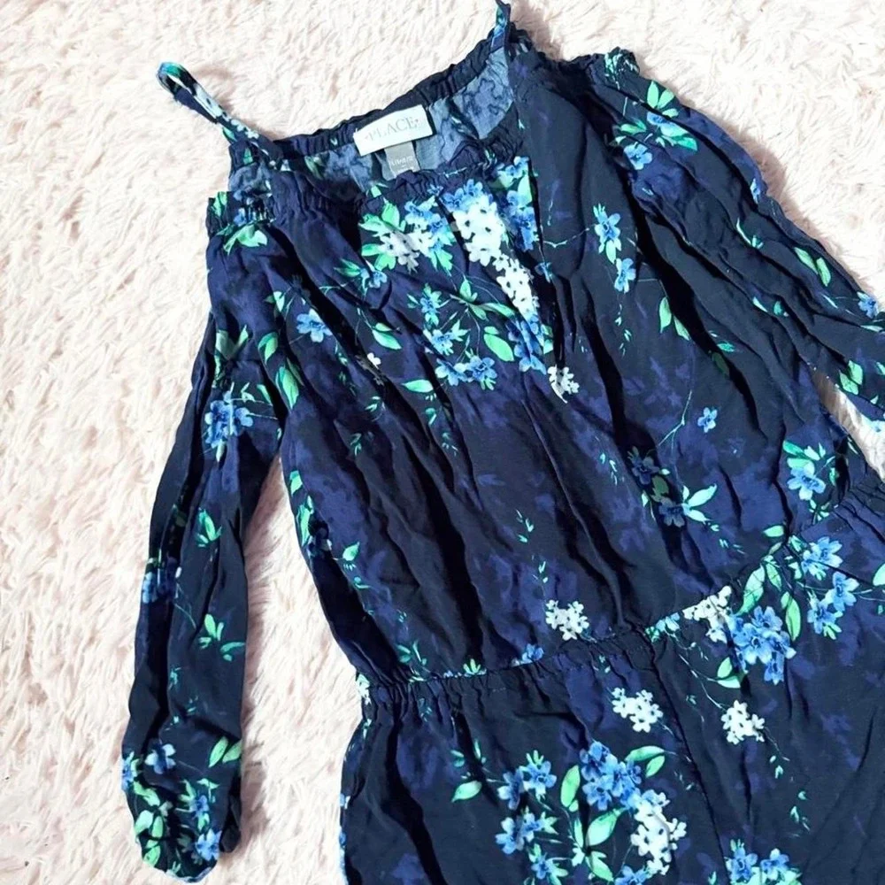 Whimsical Floral Cottage Core Cold Shoulder Country Cowgirl Romper Girls L Fairy